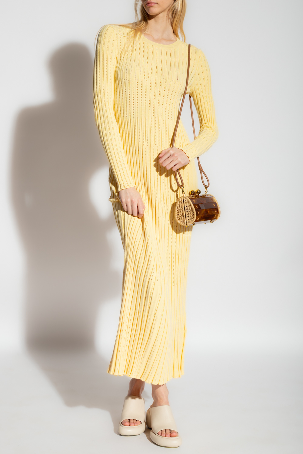 Yellow 'Serise' ribbed dress Aeron - IetpShops Norway - Leggings